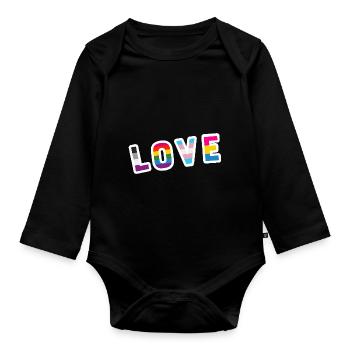 LGBTQ Love Pride Égalité lgbtq+ - Body Bébé bio manches longues - noir - Devant