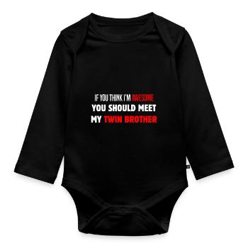 Funny Twins Funny Siblings Cute Ge - Organic Longsleeve Baby Bodysuit - black - Front