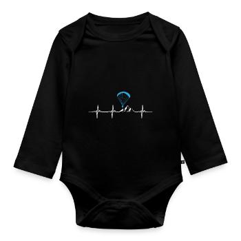 Heartbeat For Paragliding Paraglider Paraglider - Organic Longsleeve Baby Bodysuit - black - Front