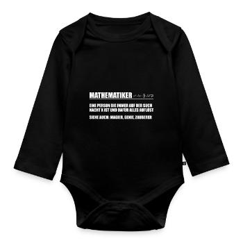 Mathe Student Mathematiker Lehrer Geschenk - Baby Bio-Langarm-Body - Schwarz - Vorne