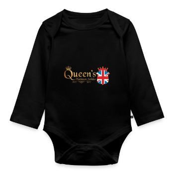 British Queen Monarchy Platinum Jubilee 70th yr - Organic Longsleeve Baby Bodysuit - black - Front