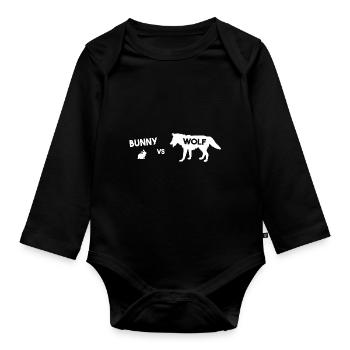 Rabbit vs Wolf, the funny T-shirt - Organic Longsleeve Baby Bodysuit - black - Front