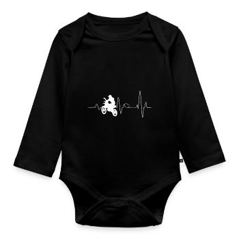 Motocross Herzschlag Motorrad Biker Motorsport - Baby Bio-Langarm-Body - Schwarz - Vorne