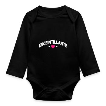 Future Maman Enceinte Grossesse Enceintillante - Body Bébé bio manches longues - noir - Devant