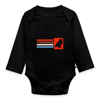 Rétro Hibou Passionné Silhouette Vintage Ornitholog - Body Bébé bio manches longues - noir - Devant