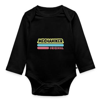 Mécanicien comme prénom - Body Bébé bio manches longues - noir - Devant