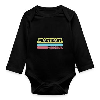 Intern as first name - Organic Longsleeve Baby Bodysuit - black - Front
