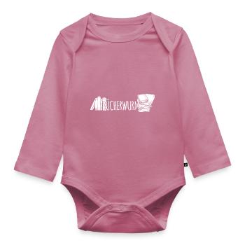 Reader's Bookworm - Organic Longsleeve Baby Bodysuit - mauve - Front