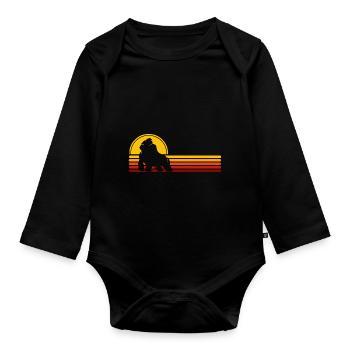Silberrücken Gorilla Vintage Gorilla Ape - Baby Bio-Langarm-Body - Schwarz - Vorne