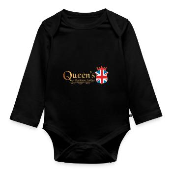 British Queen Monarchy Platinum Jubilee 70th yr - Organic Longsleeve Baby Bodysuit - black - Front