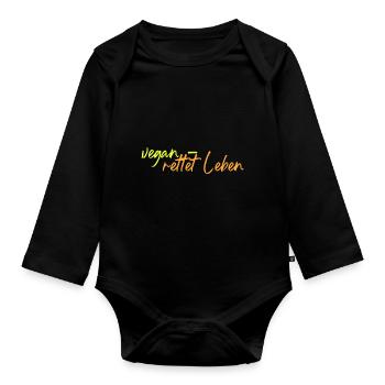Vegan - rettet Leben - Baby Bio-Langarm-Body - Schwarz - Vorne