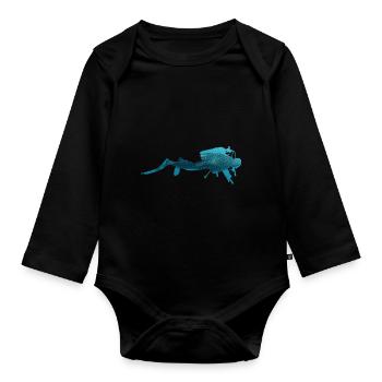 Scuba Taucher unter Wasser Walhai - Baby Bio-Langarm-Body - Schwarz - Vorne