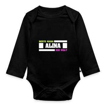 Mutter Alina - Baby Bio-Langarm-Body - Schwarz - Vorne