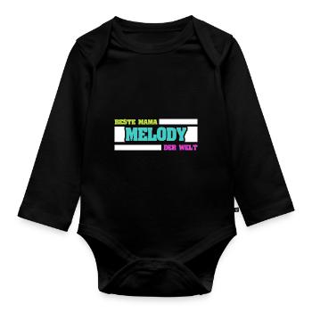 Melody as Mother - Organic Longsleeve Baby Bodysuit - black - Front