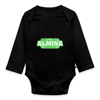 Almina as health - Organic Longsleeve Baby Bodysuit - black - Front
