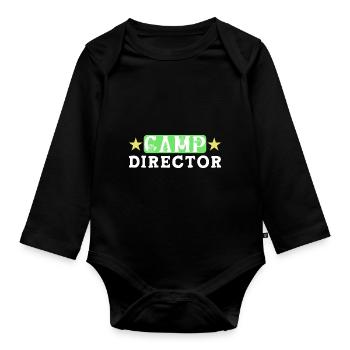 Tent Camp Manager Summer Camp - Organic Longsleeve Baby Bodysuit - black - Front