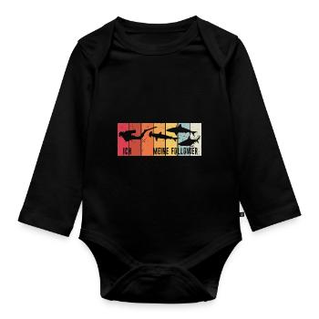 Ich Meine Follower Shark Haie Tauchen Taucher Vint - Baby Bio-Langarm-Body - Schwarz - Vorne