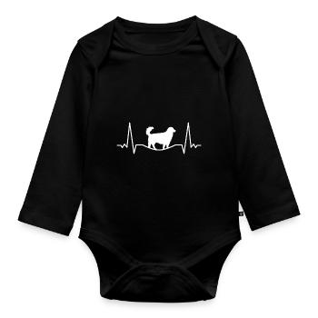 Golden Retriever Herzschlag - Golden Retriever Ges - Baby Bio-Langarm-Body - Schwarz - Vorne