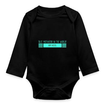 meine Kinder: beste Motivatoren - Baby Bio-Langarm-Body - Schwarz - Vorne