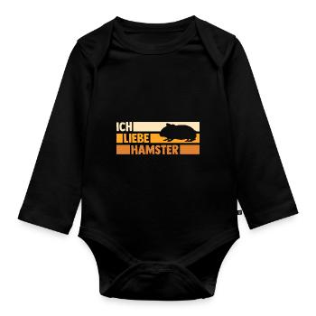 Nagetier Hamsterbesitzer Hamster - Baby Bio-Langarm-Body - Schwarz - Vorne