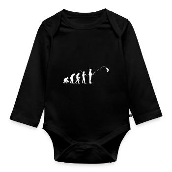 Evolution Angeln Fischer Fischen Angel Angler - Baby Bio-Langarm-Body - Schwarz - Vorne