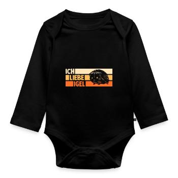 Tiermotiv Igel - Baby Bio-Langarm-Body - Schwarz - Vorne