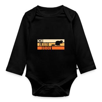 Nagetier Biberliebhaber Biber - Baby Bio-Langarm-Body - Schwarz - Vorne