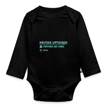Heutige Emma - Baby Bio-Langarm-Body - Schwarz - Vorne