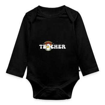 Groovy Halloween Trick ou Teach Retro Floral - Body Bébé bio manches longues - noir - Devant