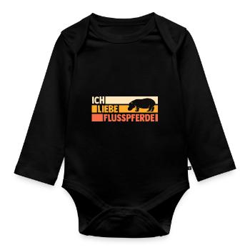 Nilpferd Flusspferd - Baby Bio-Langarm-Body - Schwarz - Vorne