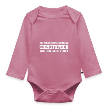 Christopher Name Design - Baby Bio-Langarm-Body - Mauve - Vorne