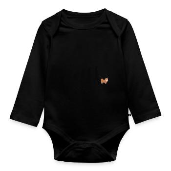 Dwarf spitz - Organic Longsleeve Baby Bodysuit - black - Front