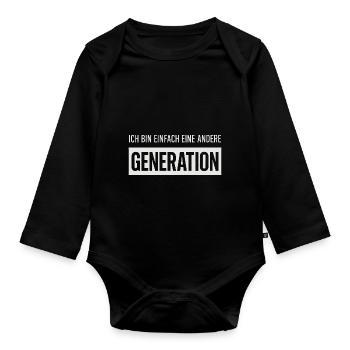 Je suis juste une génération différente - Body Bébé bio manches longues - noir - Devant