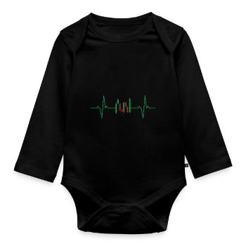 Candlesticks lifeline heartbeat day trader - Organic Longsleeve Baby Bodysuit - black - Front