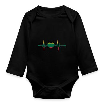 Herzschlag Litauer Litauen - Baby Bio-Langarm-Body - Schwarz - Vorne