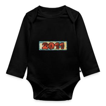Year 2011 - Organic Longsleeve Baby Bodysuit - black - Front