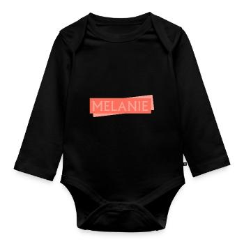 Vorname Melanie - Baby Bio-Langarm-Body - Schwarz - Vorne