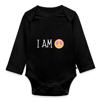 I come in peace im peace couples - Baby Bio-Langarm-Body - Schwarz - Vorne