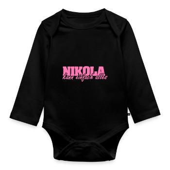Frau Nikola - Baby Bio-Langarm-Body - Schwarz - Vorne