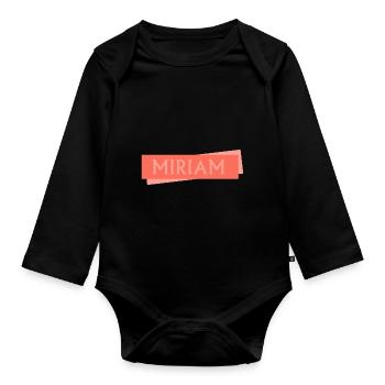 Miriam as a girl's name - Organic Longsleeve Baby Bodysuit - black - Front
