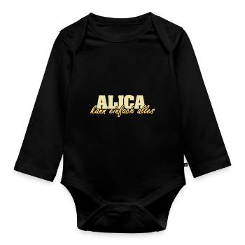 Frau Alica - Baby Bio-Langarm-Body - Schwarz - Vorne