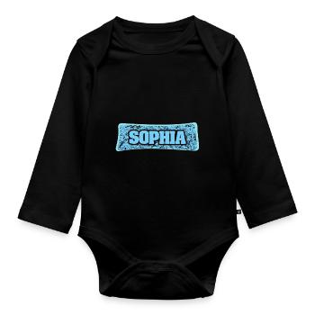 Name Sophia - Organic Longsleeve Baby Bodysuit - black - Front