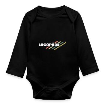 Speech therapist as a workplace - Organic Longsleeve Baby Bodysuit - black - Front