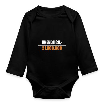 Unendlich geteilt durch 21 Millionen - Baby Bio-Langarm-Body - Schwarz - Vorne