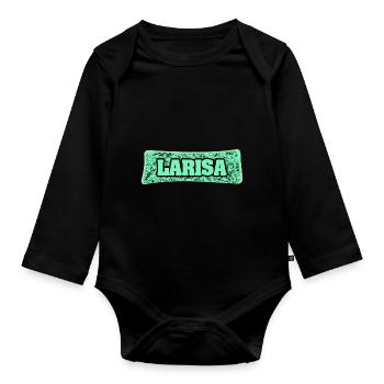 Nom de naissance Larisa - Body Bébé bio manches longues - noir - Devant
