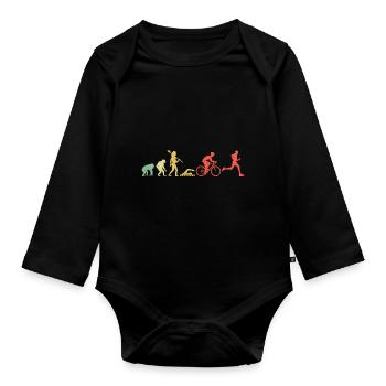 Evolution Triathlon Run Bike Swim Triathlète Triat - Body Bébé bio manches longues - noir - Devant