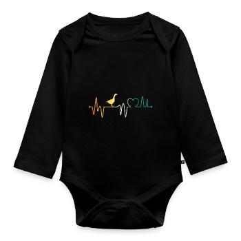 Heartbeat Goose - Organic Longsleeve Baby Bodysuit - black - Front