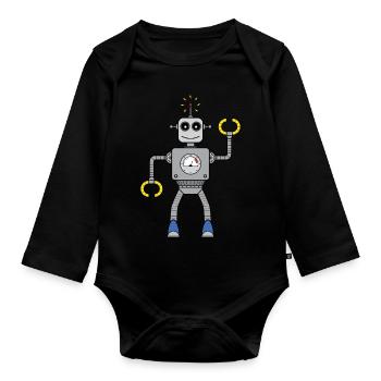 Freundlicher Roboter - Baby Bio-Langarm-Body - Schwarz - Vorne