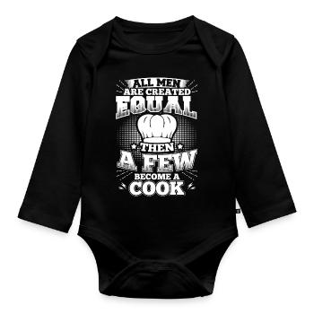 Drôle cuisinier cuisine chemise tous les hommes égaux - Body Bébé bio manches longues - noir - Devant