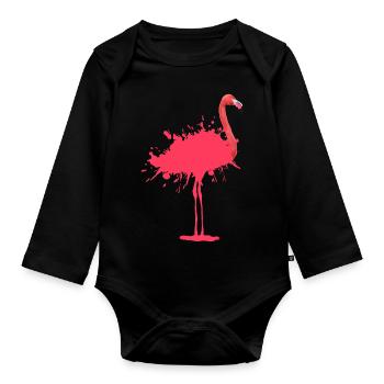 Flamingo - color blob - Organic Longsleeve Baby Bodysuit - black - Front